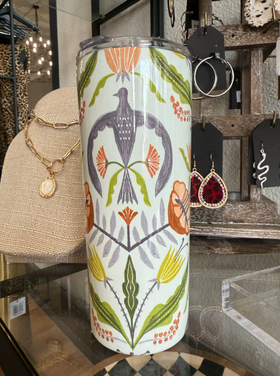 Floral and Birds Coffee Tumbler