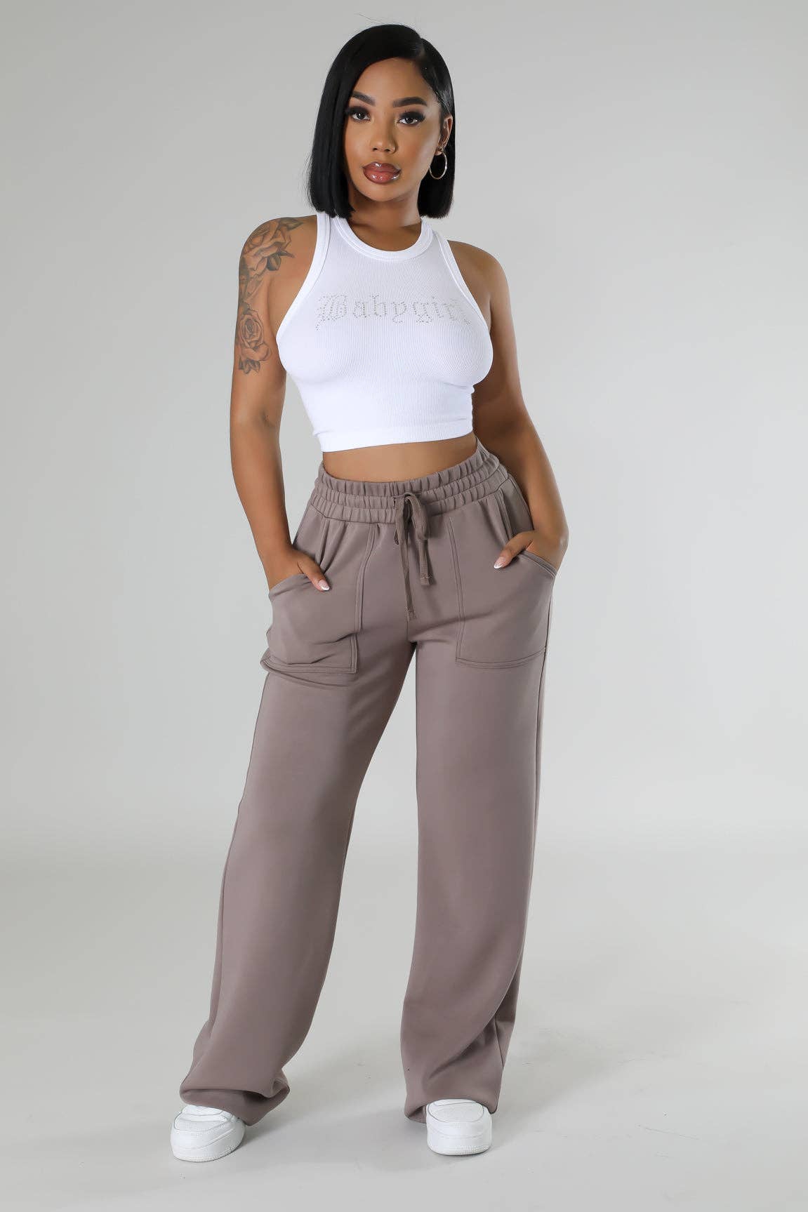 BABYGIRL RHINESTONE FRONT CROP TANK