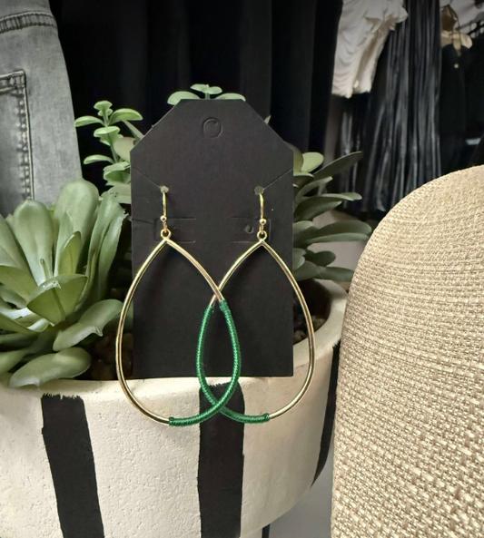 Green Tear Drop Earrings