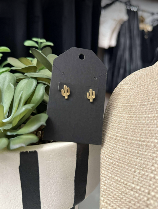 Gold Cactus Earrings