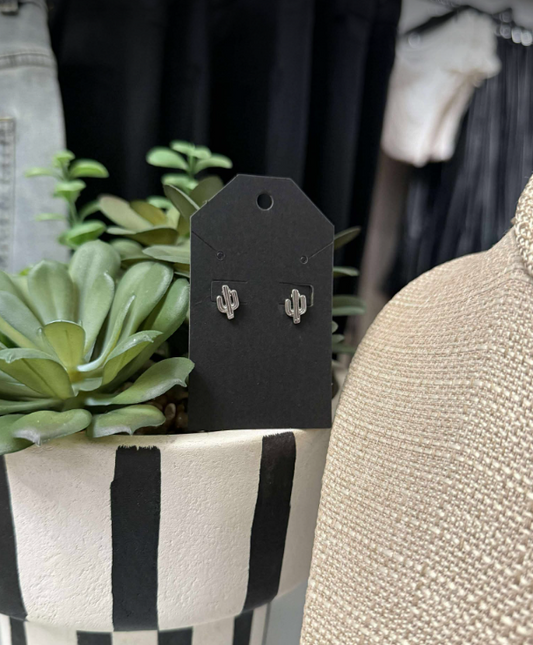 Silver Cactus Earrings