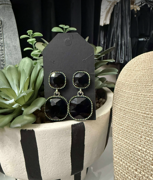 Black Statement Emerald Earrings