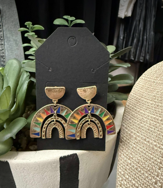 Small Rainbow Gold Earrings