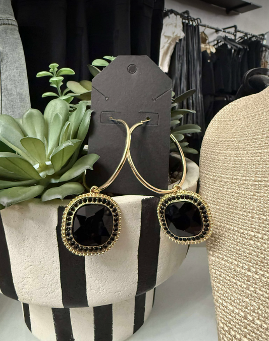 Black studded Gold Earrings