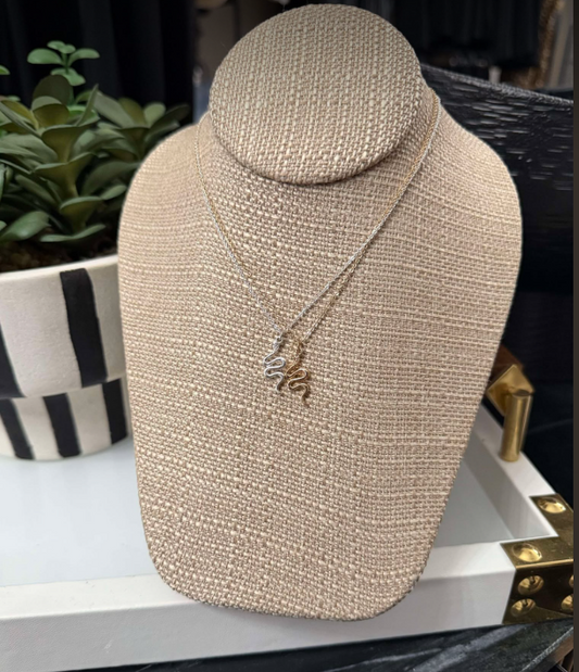 Double Snake, Silver and Gold Necklace