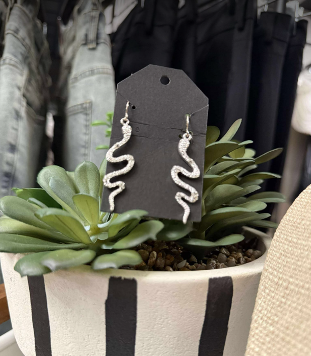 Silver Snake Earrings