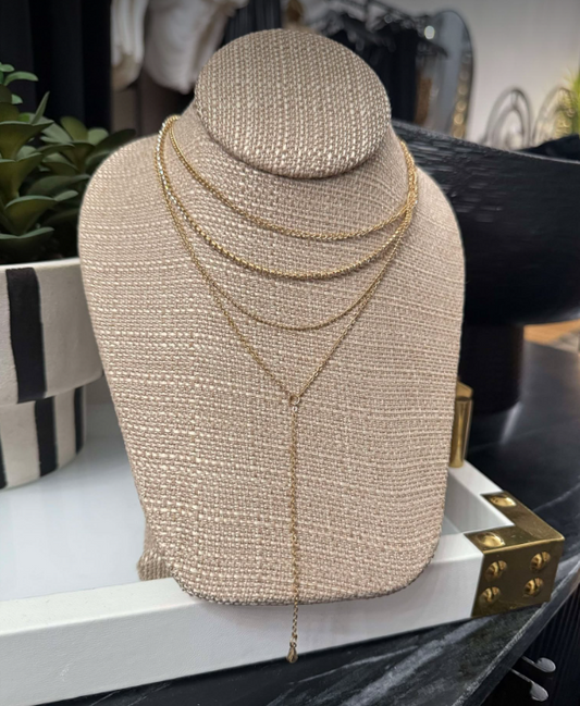 Layered Long Gold Necklace
