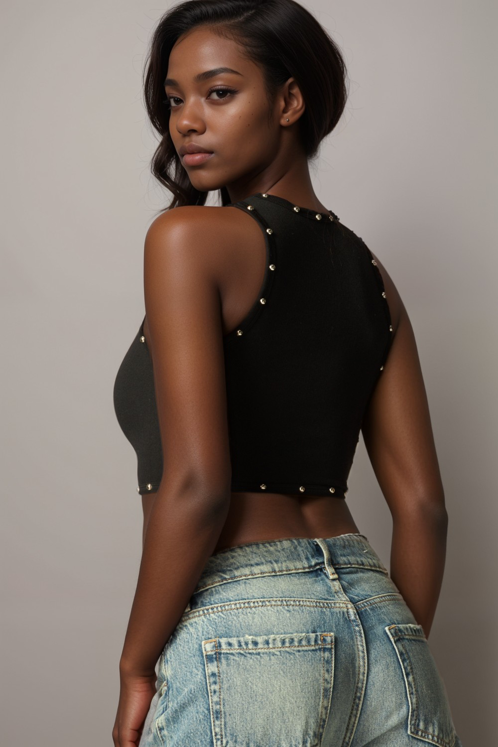 STUDDED CROP TANK TOP