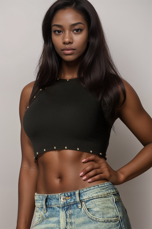 STUDDED CROP TANK TOP