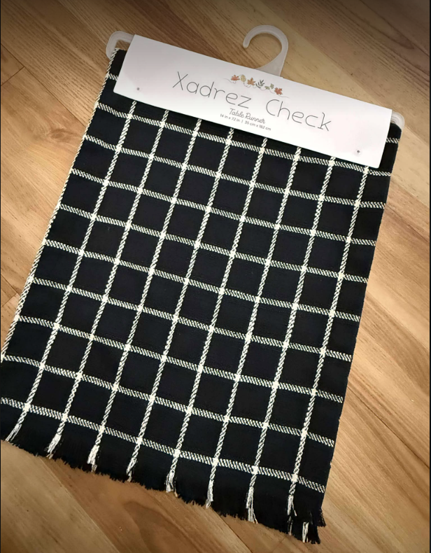 Black Plaid Table Runner