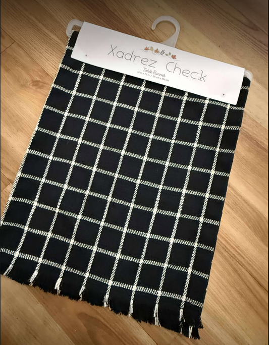 Black Plaid Table Runner