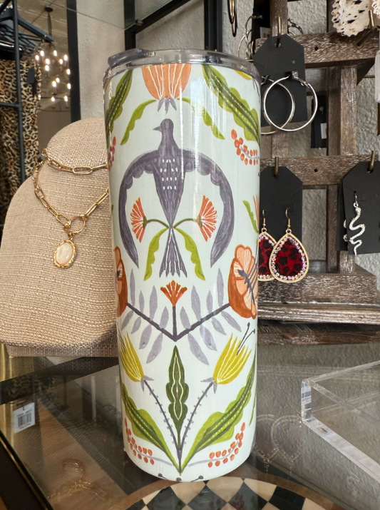 Floral and Birds Coffee Tumbler